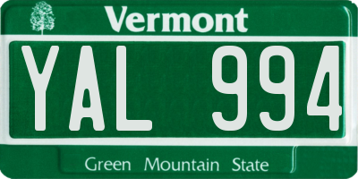 VT license plate YAL994