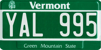 VT license plate YAL995