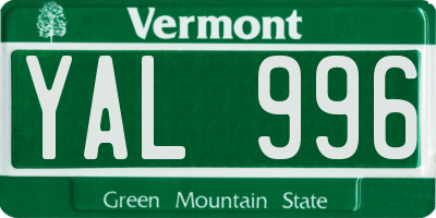 VT license plate YAL996