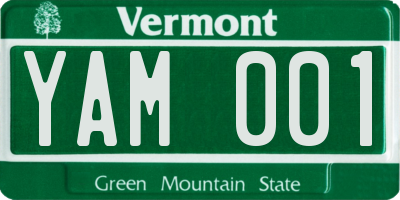 VT license plate YAM001