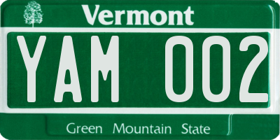 VT license plate YAM002