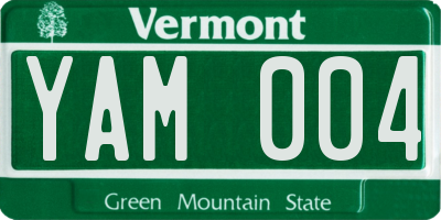 VT license plate YAM004