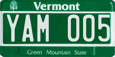 VT license plate YAM005