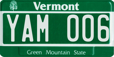 VT license plate YAM006