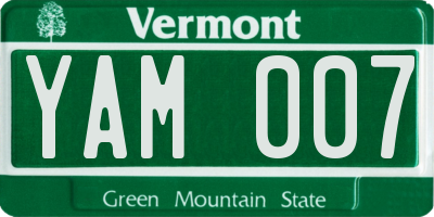 VT license plate YAM007
