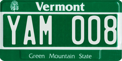 VT license plate YAM008