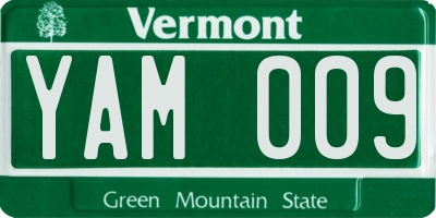 VT license plate YAM009