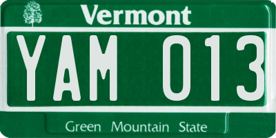 VT license plate YAM013
