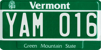VT license plate YAM016