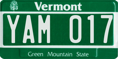 VT license plate YAM017