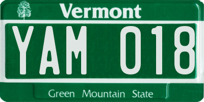 VT license plate YAM018