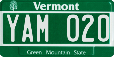 VT license plate YAM020