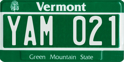VT license plate YAM021