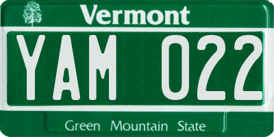 VT license plate YAM022