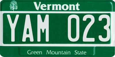VT license plate YAM023