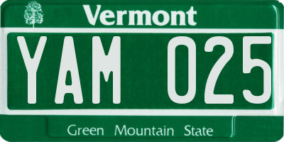 VT license plate YAM025