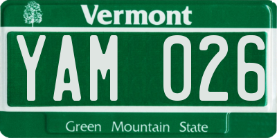 VT license plate YAM026