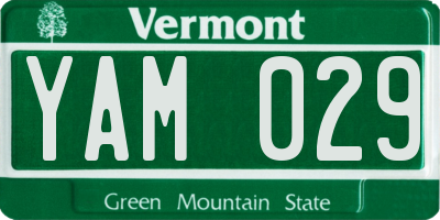 VT license plate YAM029