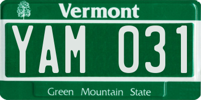 VT license plate YAM031
