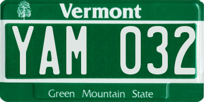 VT license plate YAM032