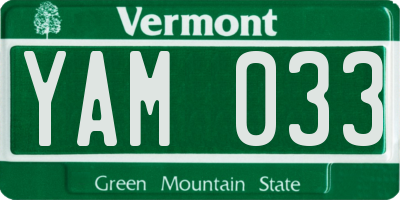 VT license plate YAM033