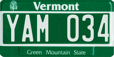 VT license plate YAM034