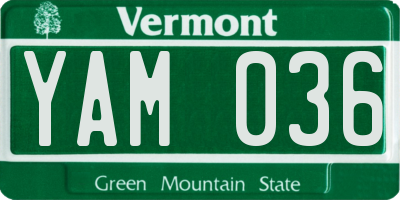 VT license plate YAM036
