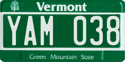 VT license plate YAM038