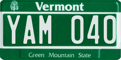 VT license plate YAM040