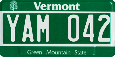 VT license plate YAM042