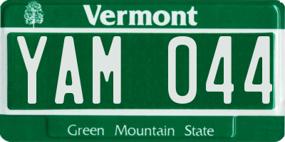 VT license plate YAM044