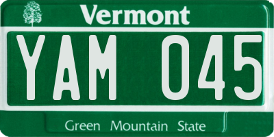 VT license plate YAM045