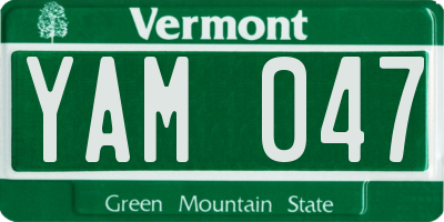 VT license plate YAM047