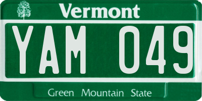 VT license plate YAM049