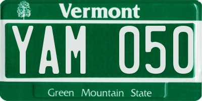 VT license plate YAM050