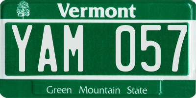 VT license plate YAM057