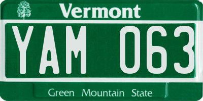 VT license plate YAM063