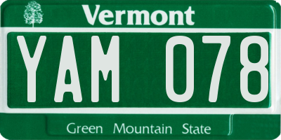 VT license plate YAM078