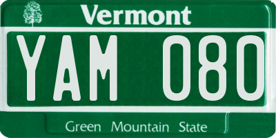 VT license plate YAM080