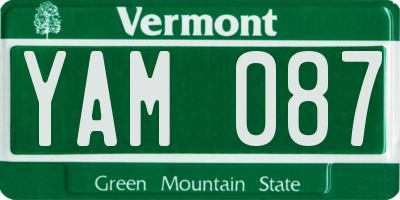VT license plate YAM087