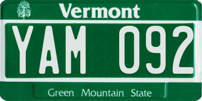 VT license plate YAM092