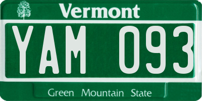 VT license plate YAM093