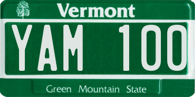 VT license plate YAM100