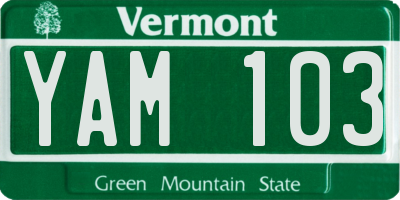 VT license plate YAM103