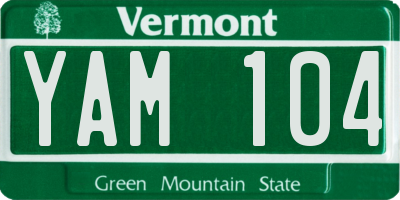 VT license plate YAM104