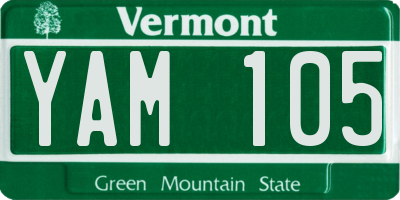 VT license plate YAM105
