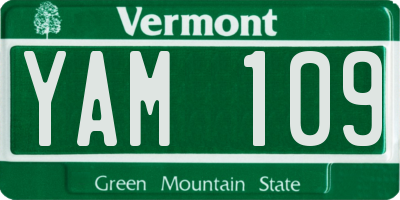 VT license plate YAM109