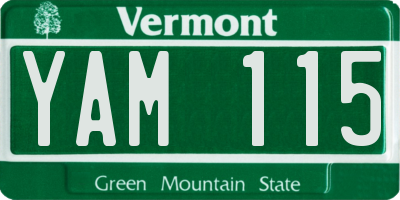 VT license plate YAM115