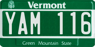VT license plate YAM116