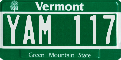 VT license plate YAM117